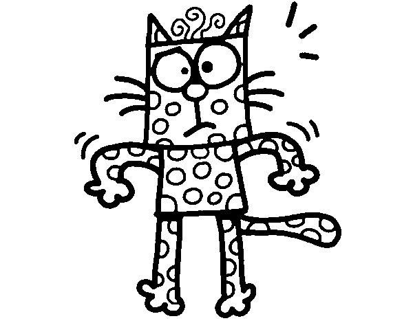 A cat with polka dots coloring page