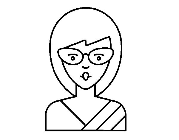 A girl with glasses coloring page