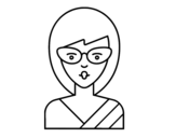A girl with glasses coloring page