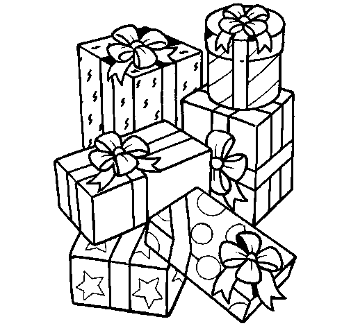 A mountain of presents coloring page
