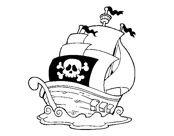 A pirate ship coloring page