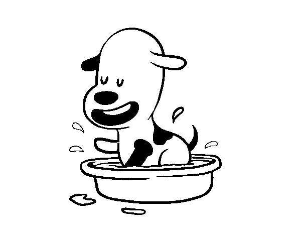 A puppy in the bathtub coloring page