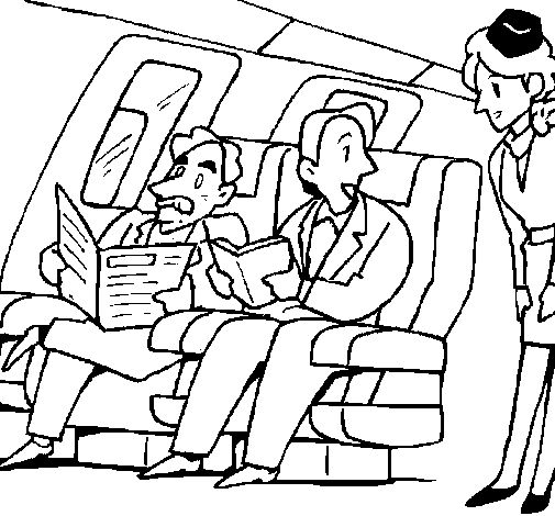 Aeroplane passengers coloring page