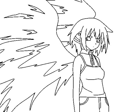 Angel with large wings coloring page