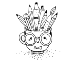 Animated cup with pencils coloring page