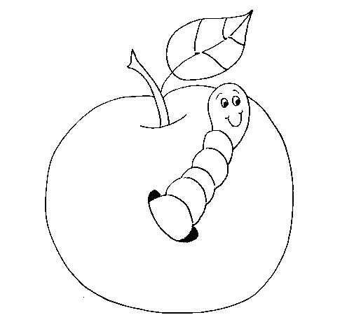 Apple with worm coloring page Coloringcrewcom