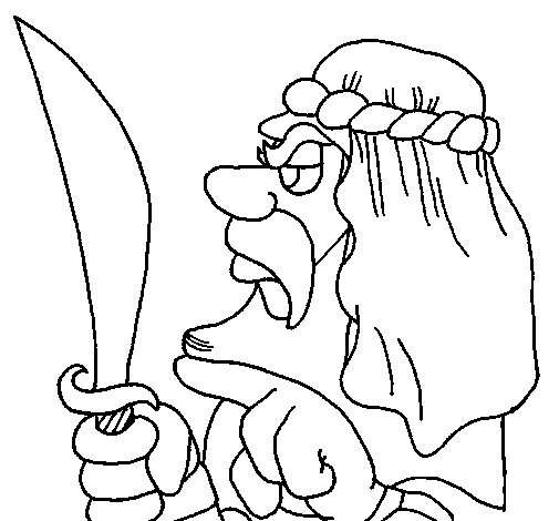 Arab with sabre coloring page
