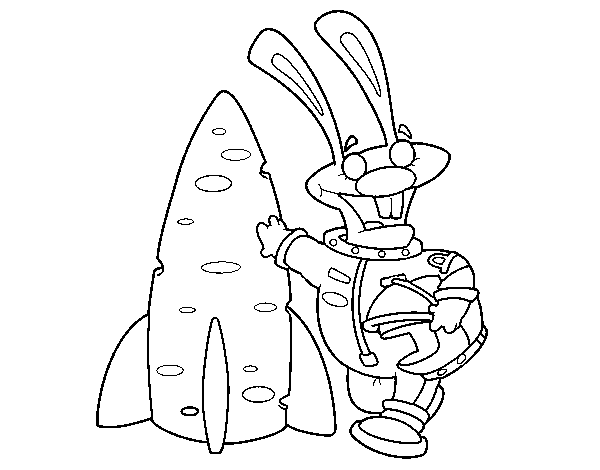 Astronaut rabbit coloring page