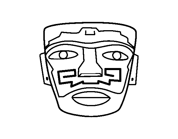 Aztec ancestral mask coloring page