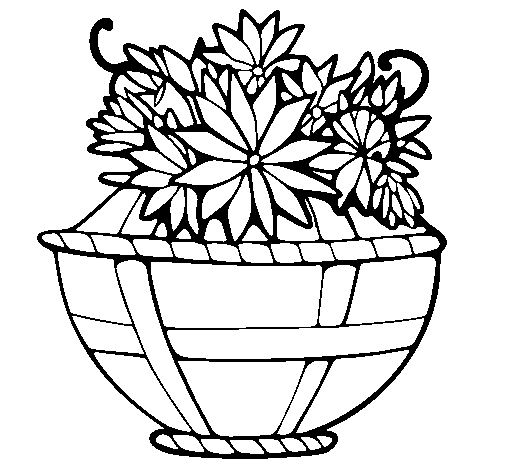 Basket of flowers 11 coloring page