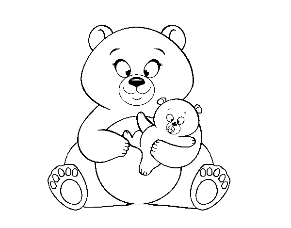 Bear's mother and her son coloring page