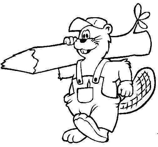 Beaver at work coloring page