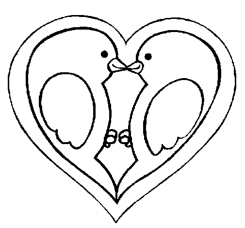 Birds in love coloring page