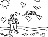 Boy in love 2 coloring page