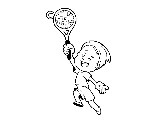 Boy playing tennis coloring page