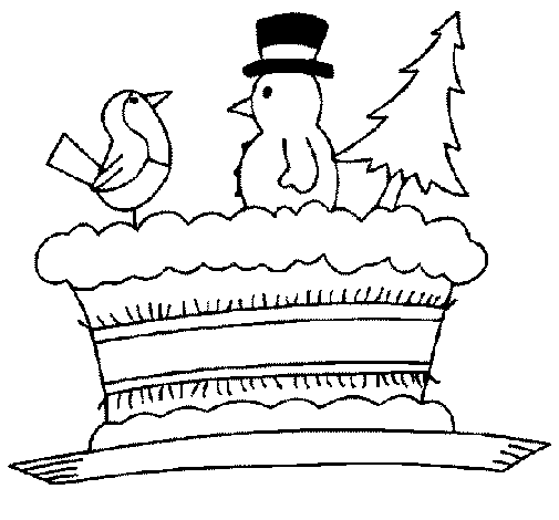 Cake with figures coloring page