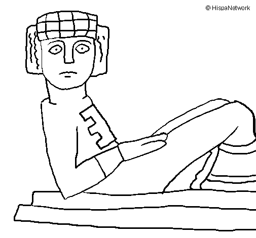 Chac Mool statue coloring page