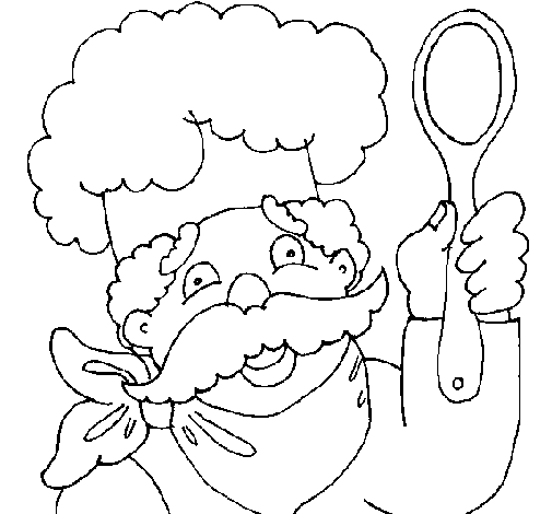 Chef with moustache coloring page