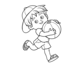 Child playing with beach ball coloring page