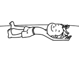 Child sunbathing coloring page