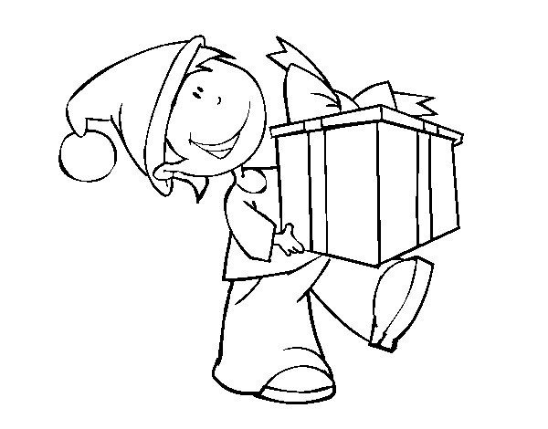 Child with present coloring page