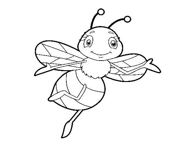 Childish bee coloring page