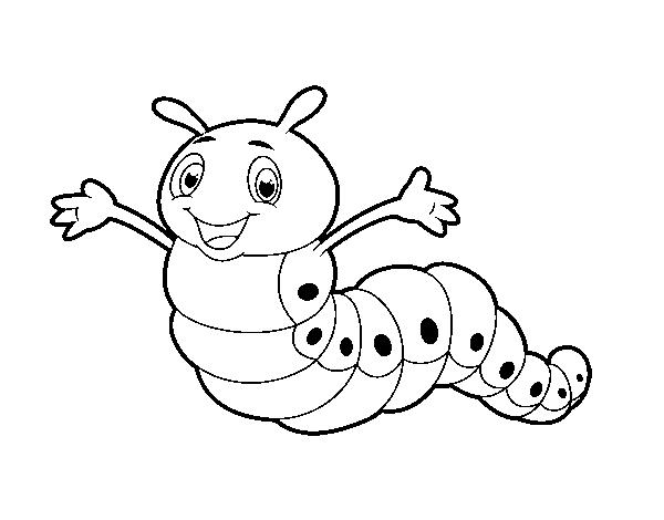 Childish worm coloring page