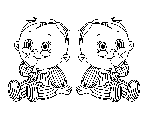 Children twins coloring page