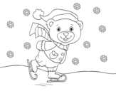 Christmas skating teddy bear coloring page