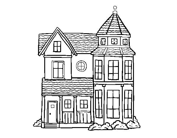 Classical manor house coloring page
