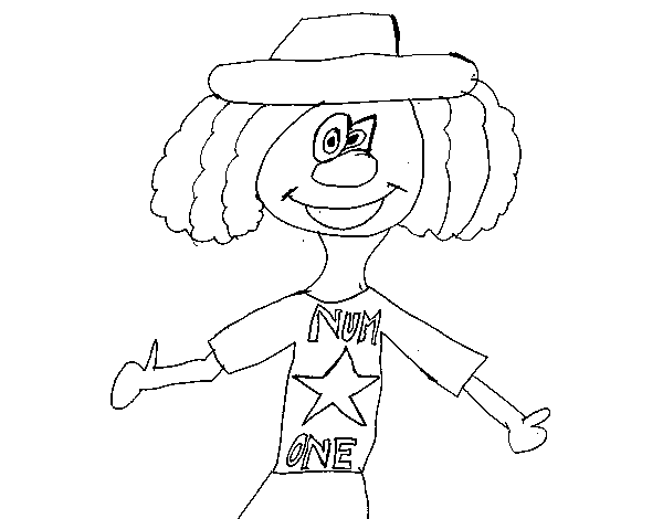 Clown number one coloring page