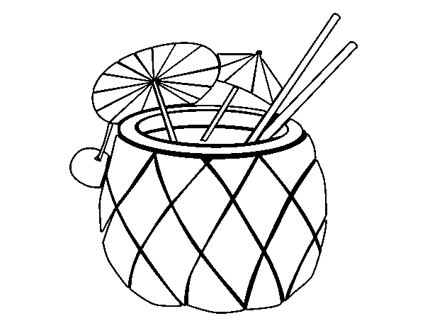Cocktail pineapple coloring page