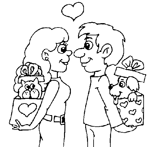 Couple in love coloring page