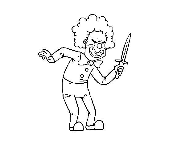 Crazy clown coloring page