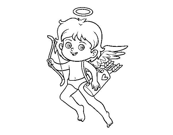 Cupid with his magic bow coloring page