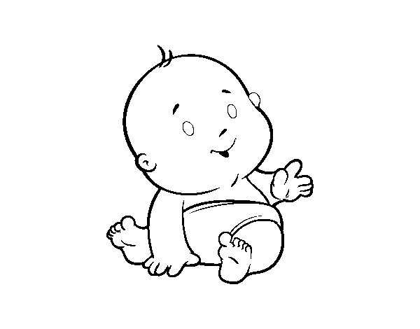 Curious baby coloring page