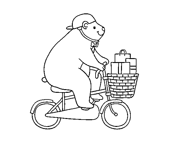 Cyclist bear coloring page