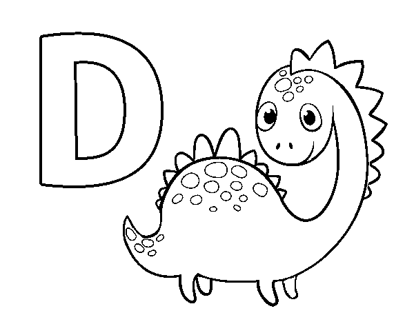 D of Dinosaur coloring page