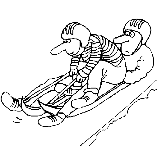Descent in bobsleigh coloring page