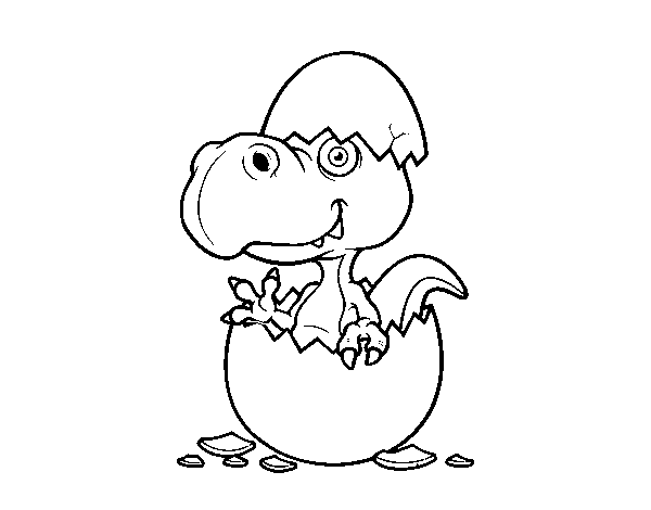 Dino emerging from egg coloring page