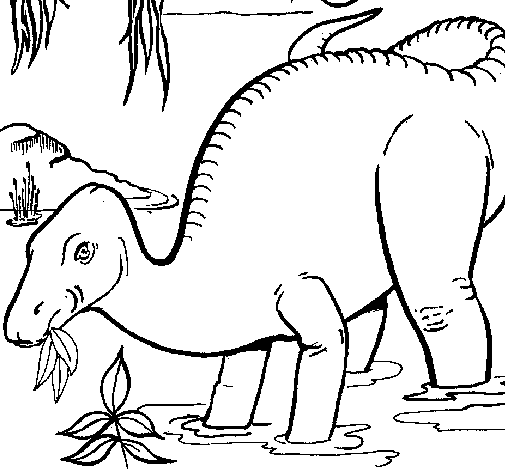 Dinosaur eating coloring page