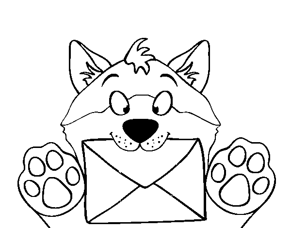 Dog with letter coloring page
