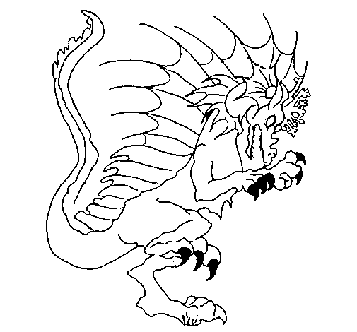 Dragon with claws out coloring page