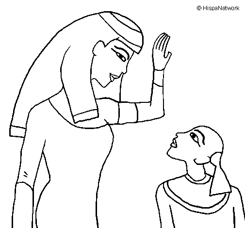 Egyptian mother and son coloring page