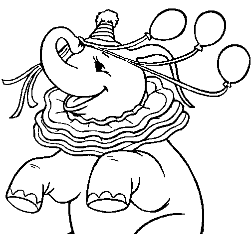 Elephant with 3 balloons coloring page