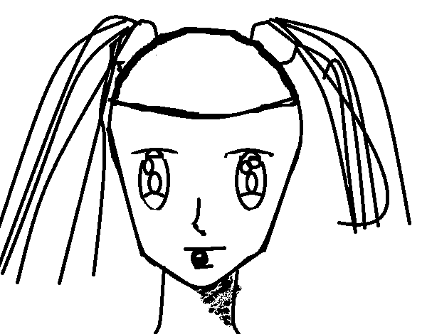 Face of girl with pigtails coloring page