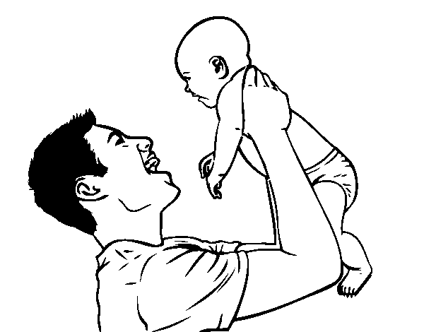 Father and baby coloring page