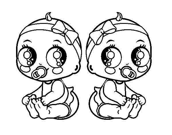 Female twins coloring page