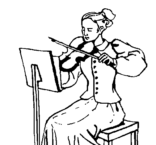 Female violinist coloring page
