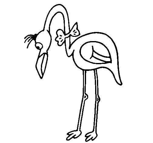 Flamingo with bow tie coloring page